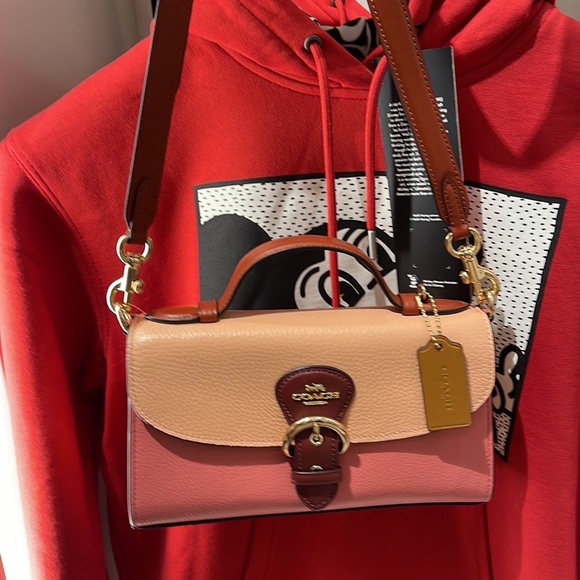 Coach Hand Bag Coach C8161 Kleo Top Handle In Colorblock Pebble Leather Fd Blush - Picture 16 of 16